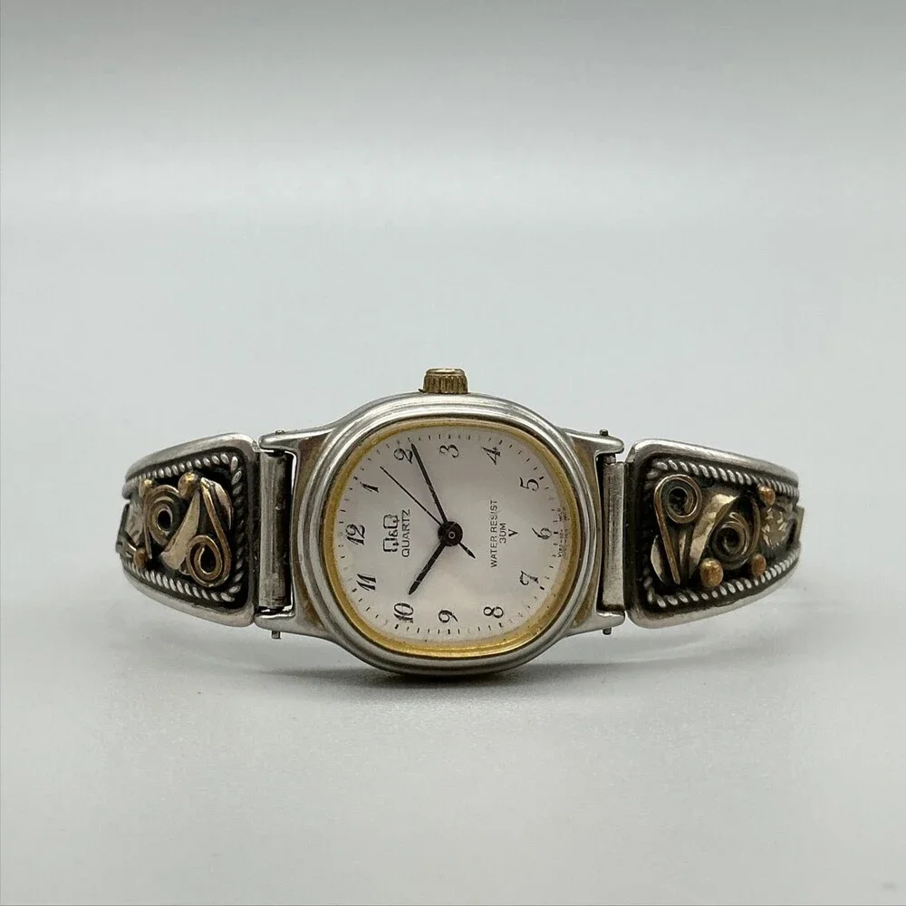 Q&Q Native American Sterling 12KGF Tips Womens Watch 21mm New Battery